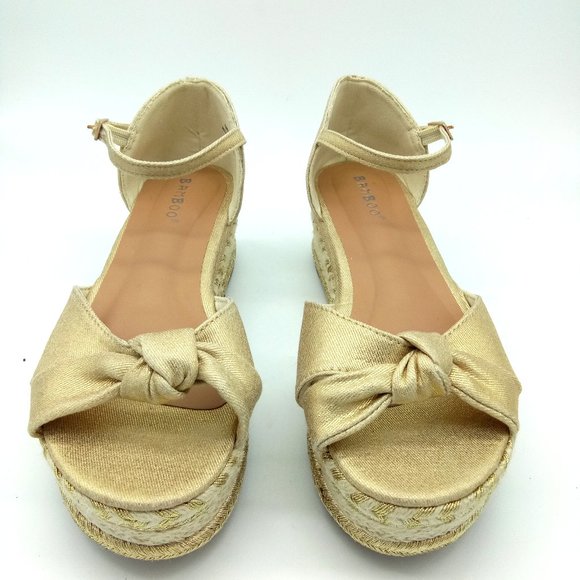 Bamboo Infinity Knot Metallic Platform Espadrille - Picture 1 of 13